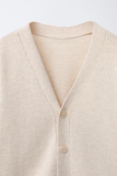 PLAIN KNIT CARDIGAN - Ecru by Zara