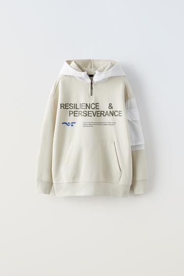 ХУДИ В СПОРТИВНОМ СТИЛЕ С КОНТРАСТНЫМИ ДЕТАЛЯМИ — КАМЕННО-СЕРЫЙ от Zara — изображение 0