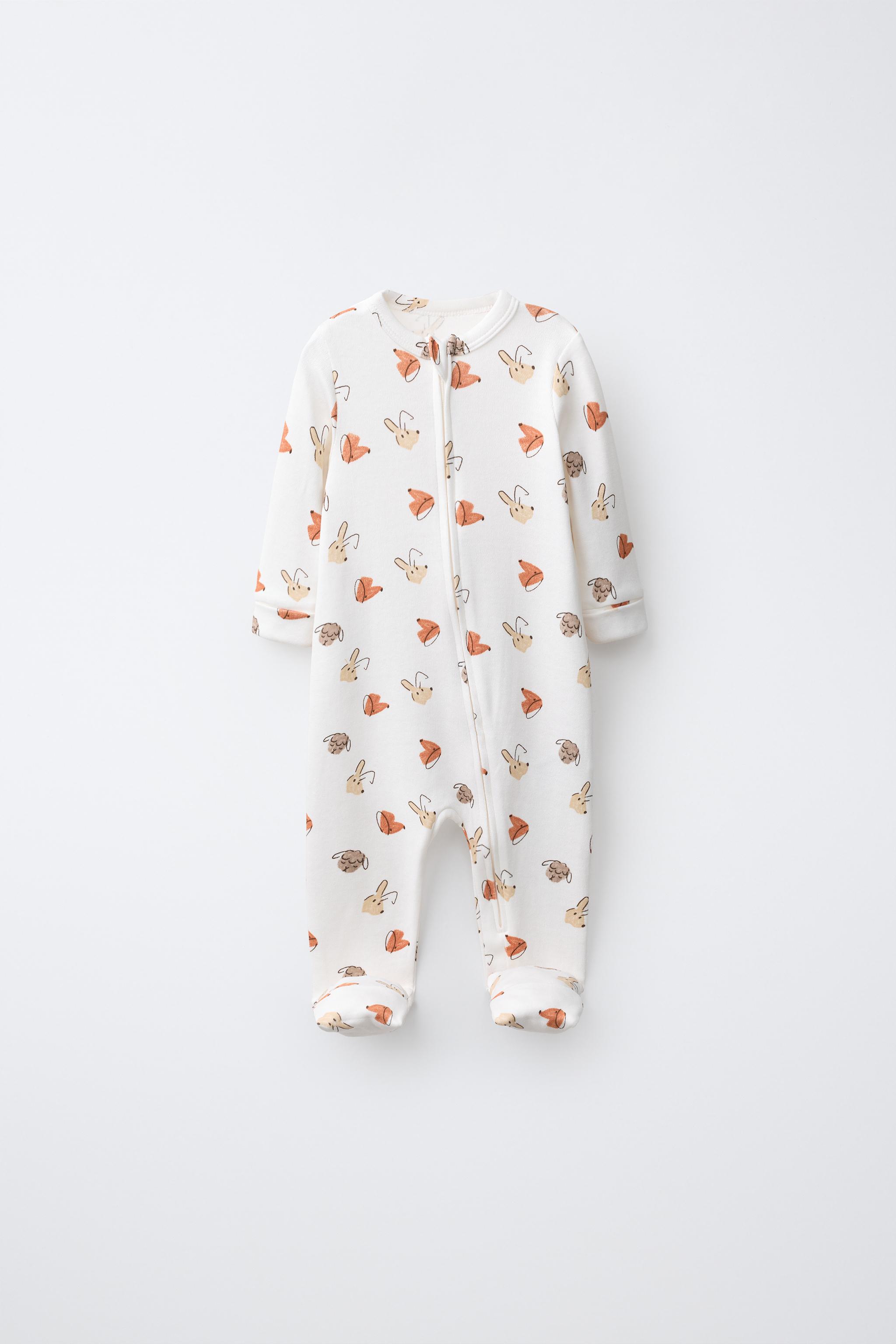 2-PACK OF CONVERTIBLE-FOOT ANIMAL SLEEPSUITS — Beige
