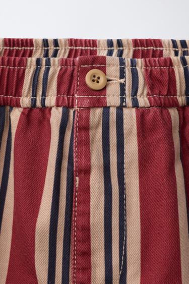 SHORT À RAYURES - Rouge foncé de Zara - Image 2