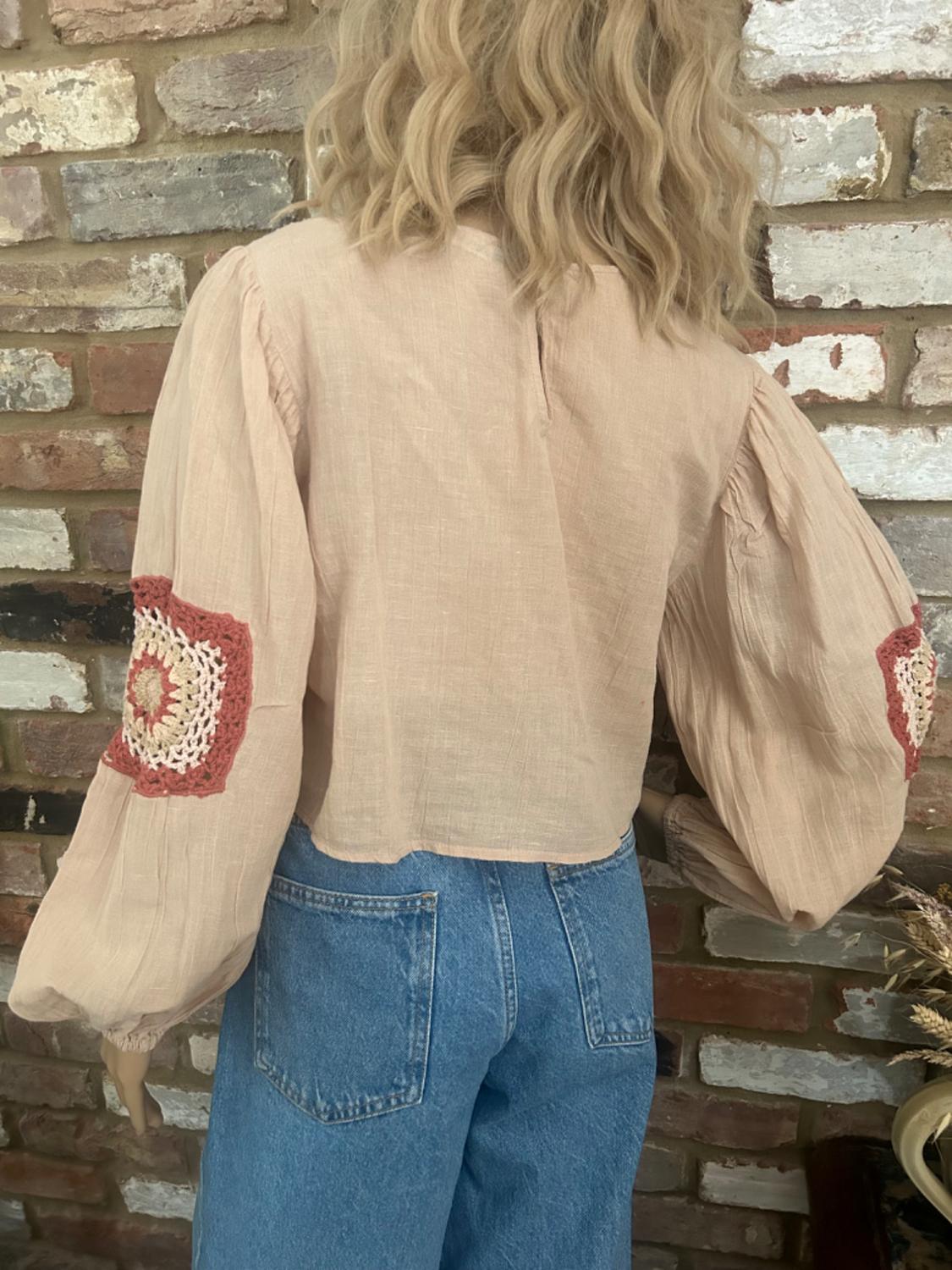 LINEN BLEND CROCHET TOP - Image 4