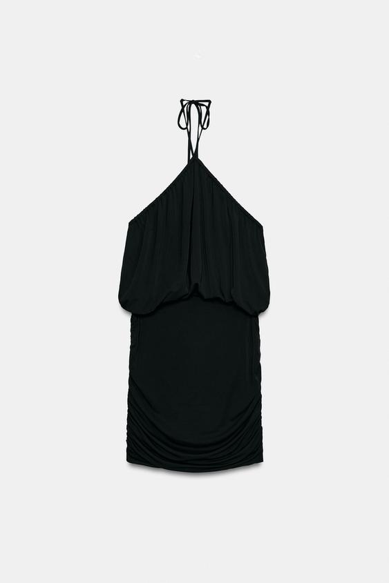 VESTIDO MINI HALTER - Negro de Zara - Imagen 0