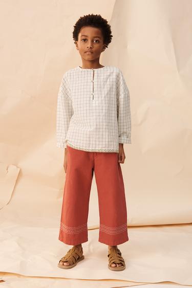 LIMITED EDITION CONTRAST EMBROIDERED CHECK SHIRT - Black / White by Zara - Image 0