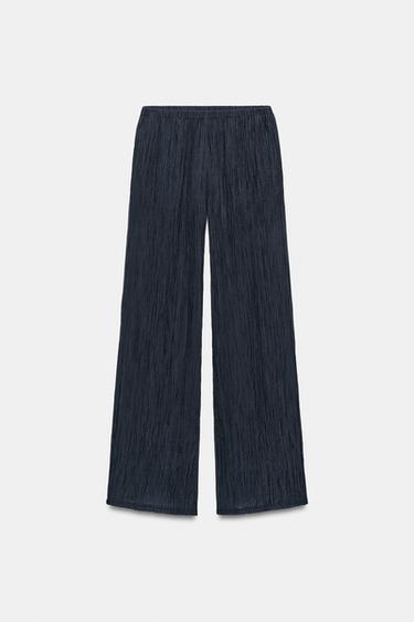 PANTALON EFFET FROISSÉ - Bleu marine de Zara - Image 3