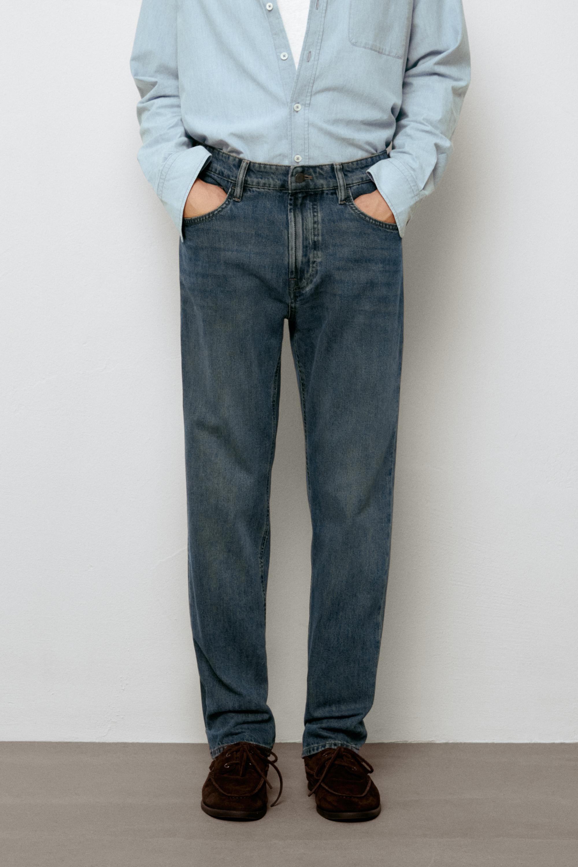 Stonewashed tapered-fit jeans