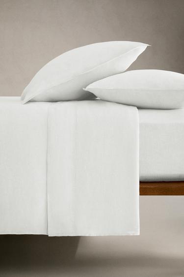 WASHED LINEN FLAT SHEET (160 GxM²) - White by Zara - Image 2