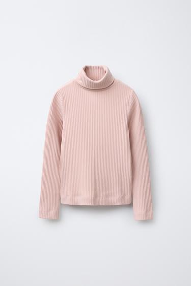 Zara RIB TURTLENECK SWEATER - Pink