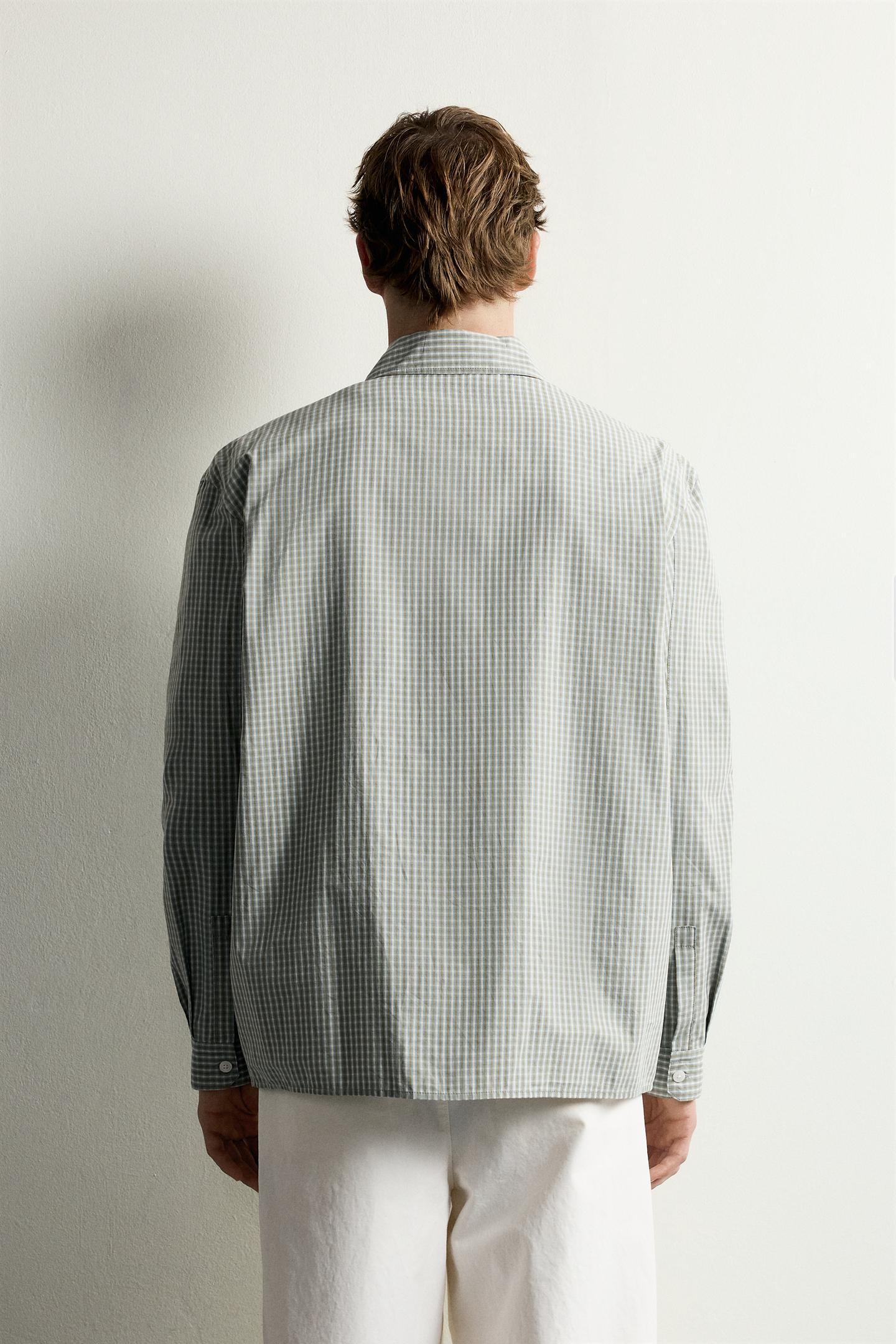 Мужская рубашка Zara Plaid Relaxed Fit, цвет: Синий — фото 3