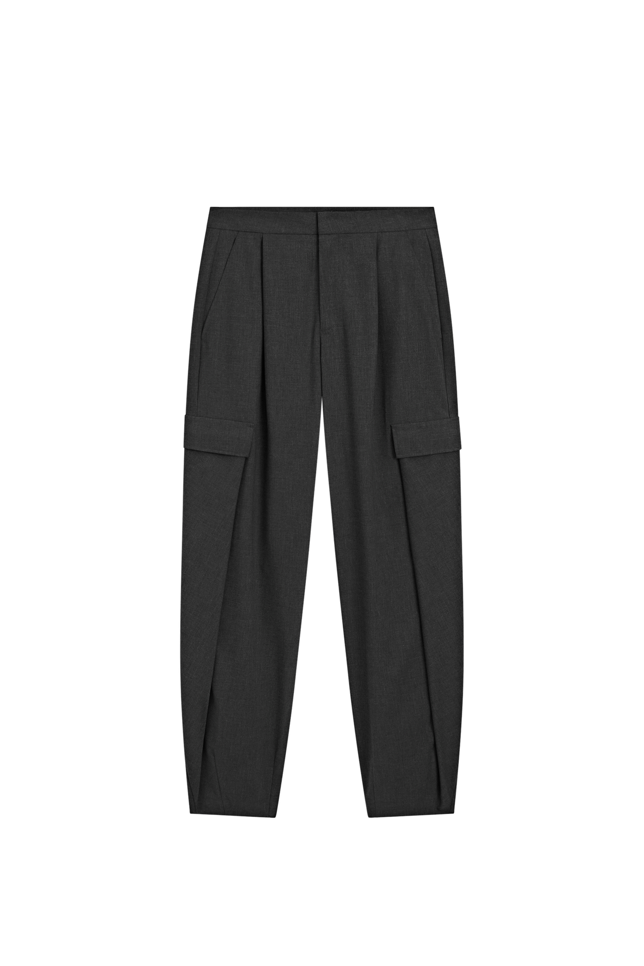 Flannel cargo pants with darts — Anthracite grey