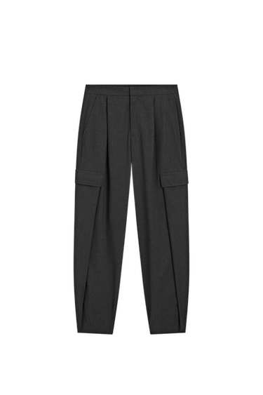 Flannel cargo pants with darts — Anthracite grey 3