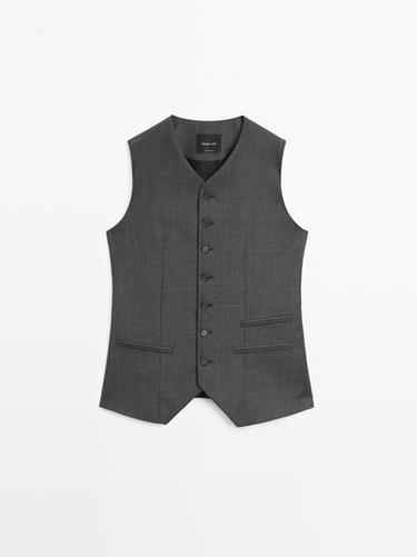 Chaleco traje 100% lana - Negro oro de Zara