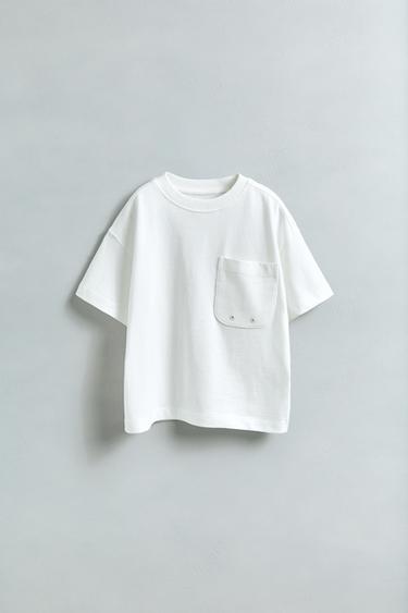 Zara PLAIN POCKET T-SHIRT - White