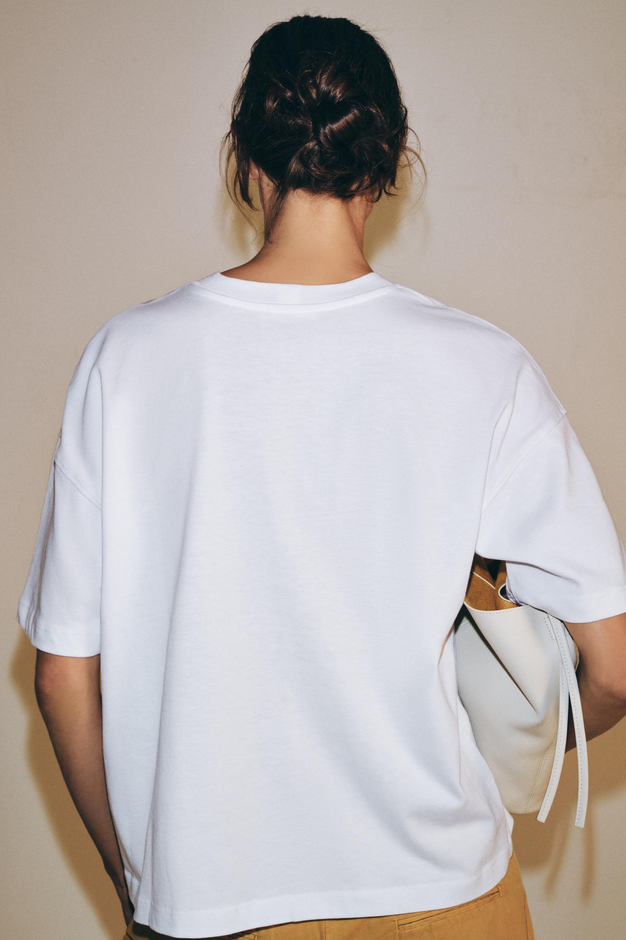 Женские футболки Zara OVERSIZE TEXT T-SHIRT — фото 3