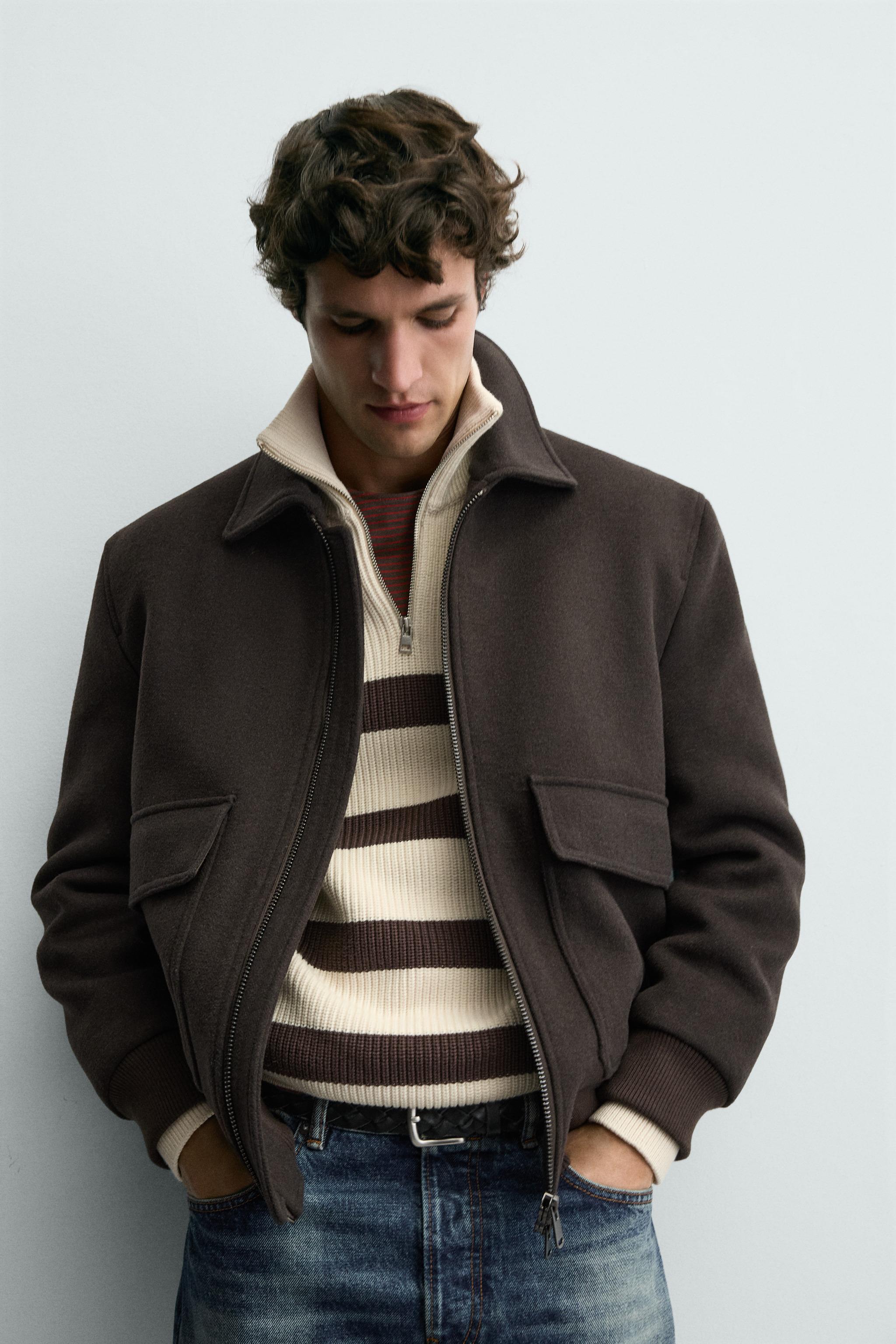 WOOL BLEND JACKET WITH COMBINATION COLLAR