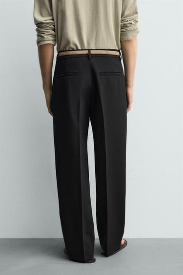 CROPPED WIDE-LEG PLEATED TROUSERS - Black by Zara - Image 2
