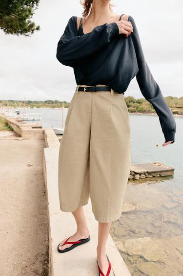 LONG BERMUDA SHORTS WITH BELT - camel by Zara - Image 5