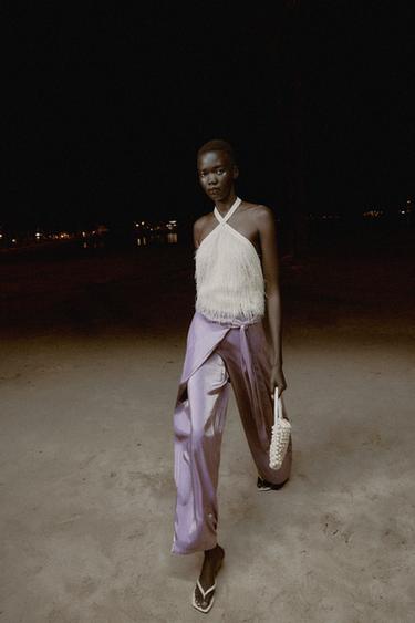 SHINY PAREO TROUSERS WITH BOW - Mauve by Zara