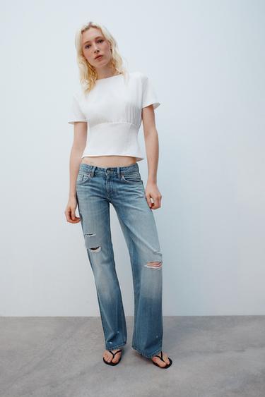 JEANS TRF WIDE LEG TIRO BAJO - Azul de Zara