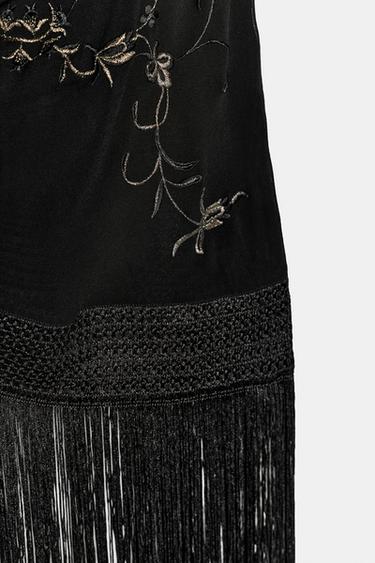 ZW COLLECTION EMBROIDERED FRINGED HALTER TOP - Black by Zara - Image 8
