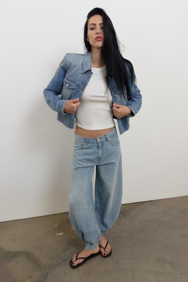 TRF MID-RISE BALLOON JEANS - Light blue by Zara