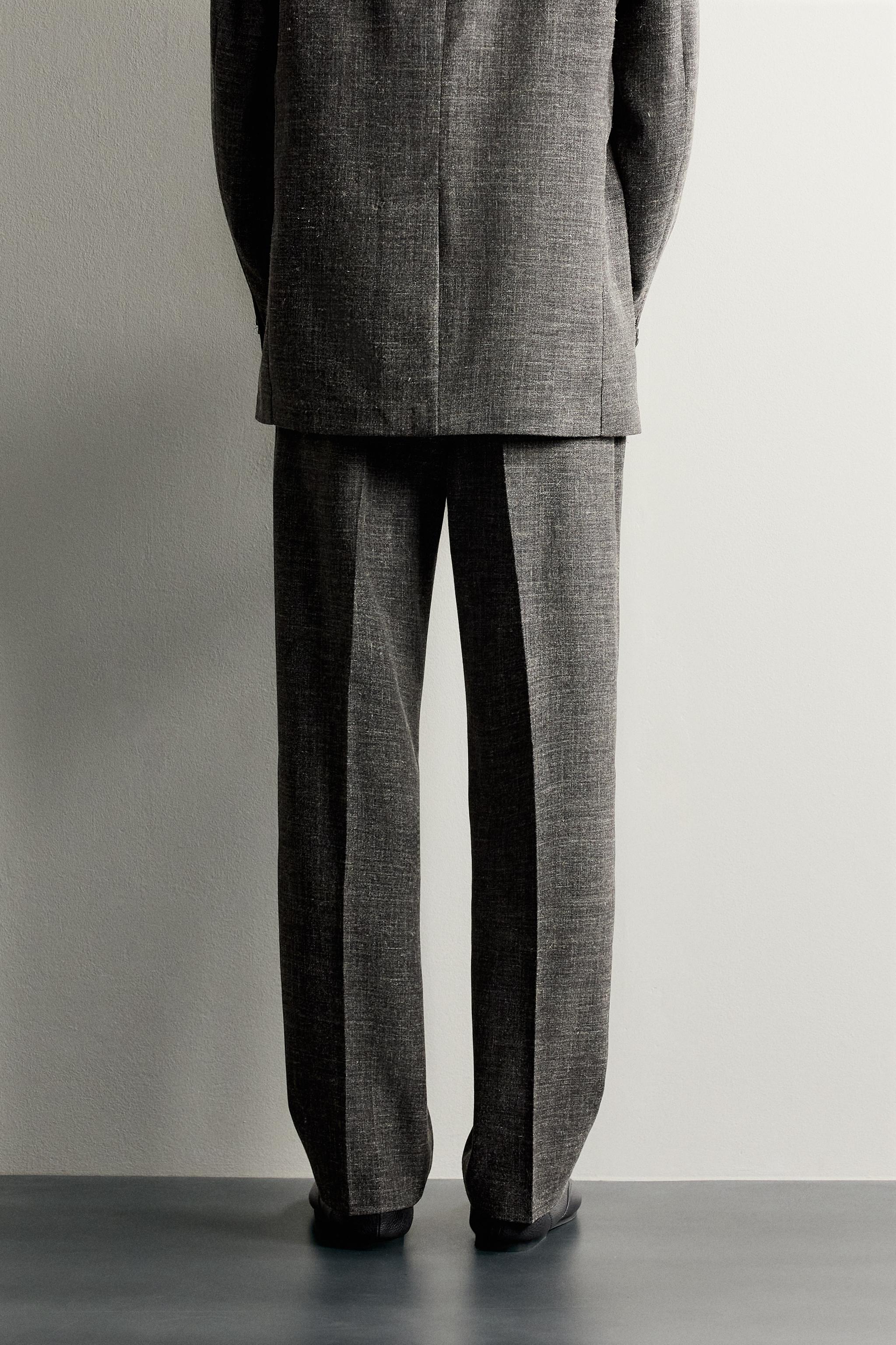 PANTALON DE COSTUME EN LAINE ET LIN AARON LEVINE X ZARA