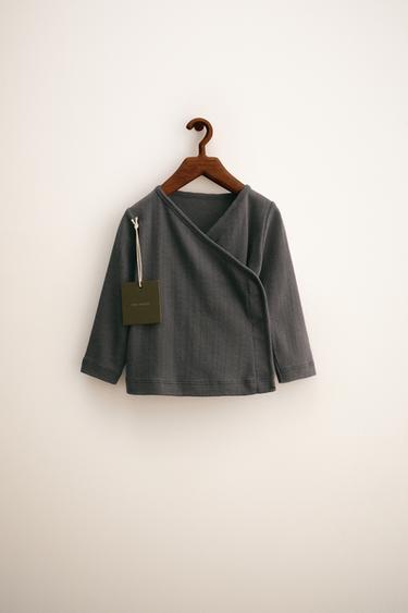 ZARA TIMELESS - CAMISETA KIMONO POINTELLE - Gris antracita de Zara