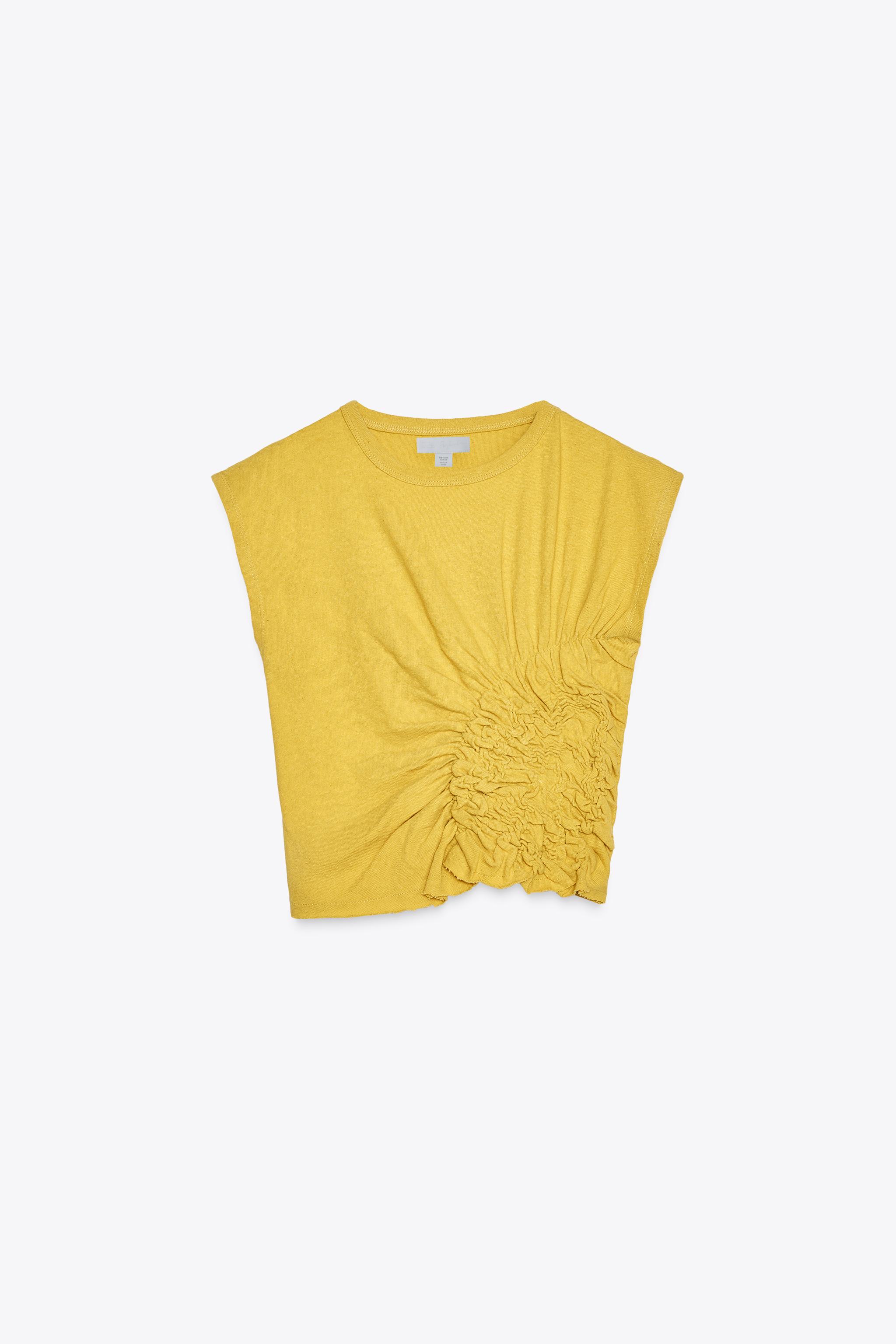 COTTON LINEN SIDE ELASTIC T-SHIRT X FANGLU LIN