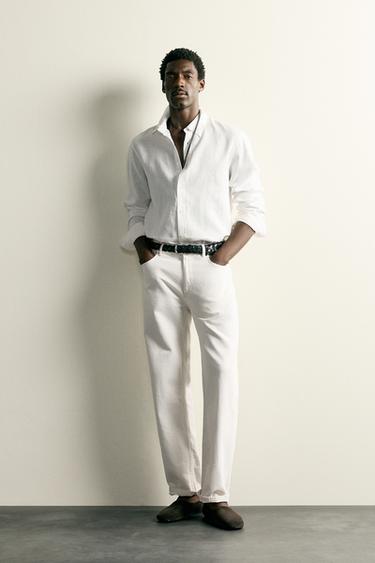 100% LINEN REGULAR FIT SHIRT - White by Zara