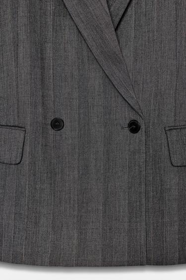BLAZER À RAYURES TENNIS AVEC LAINE ZW COLLECTION - Gris chiné de Zara - Image 3
