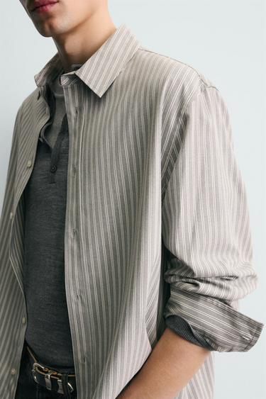 RELAXED FIT STRIPED SHIRT - Grey by Zara - Image 5
