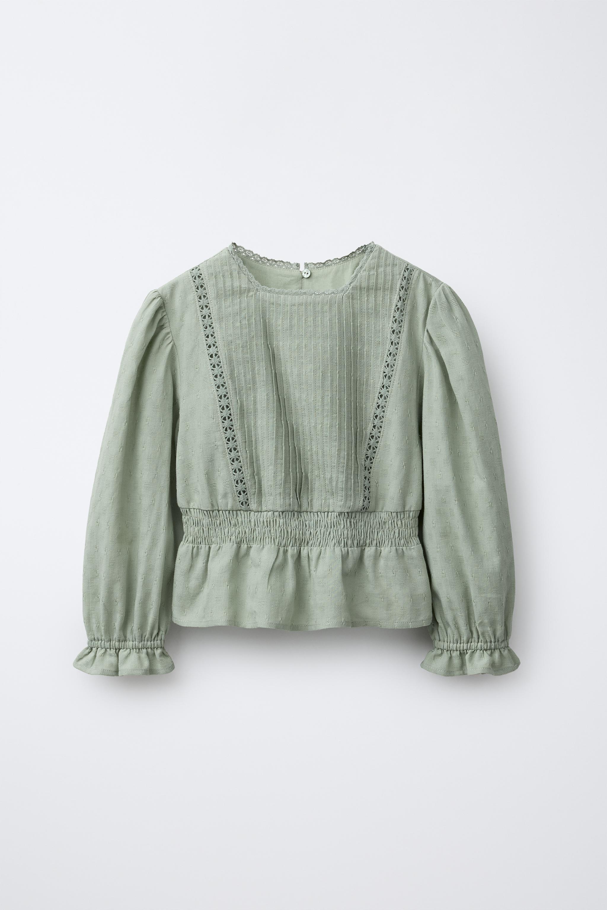 RUFFLED ENTREDOS SHIRT - Mid-green | ZARA United States