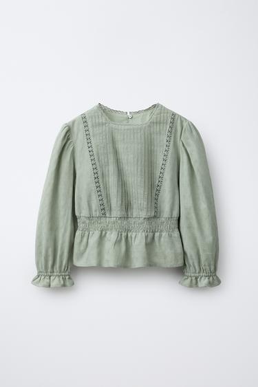 CAMISA ENTREDÓS VOLANTS - Verd mitjà de Zara - Imatge 0