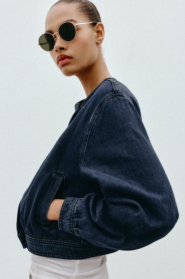 Z1975 DENIM BOMBER JACKET - Blue by Zara - Image 4