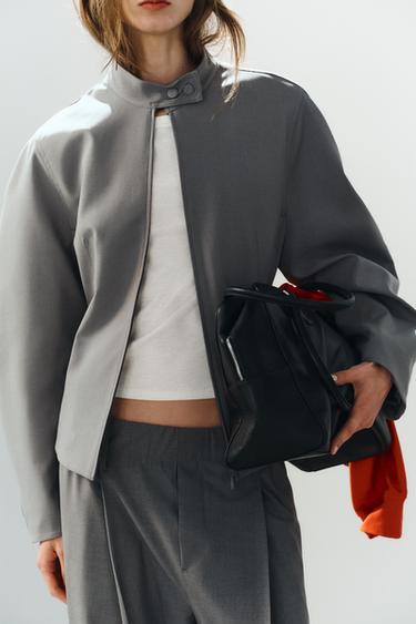 ქურთუკი მოცულობითი სახელოებით - Zara-ს Light grey