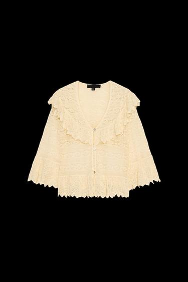 BLUSA PUNTO POINTELLE VOLANTES - Amarillo de Zara - Imagen 0