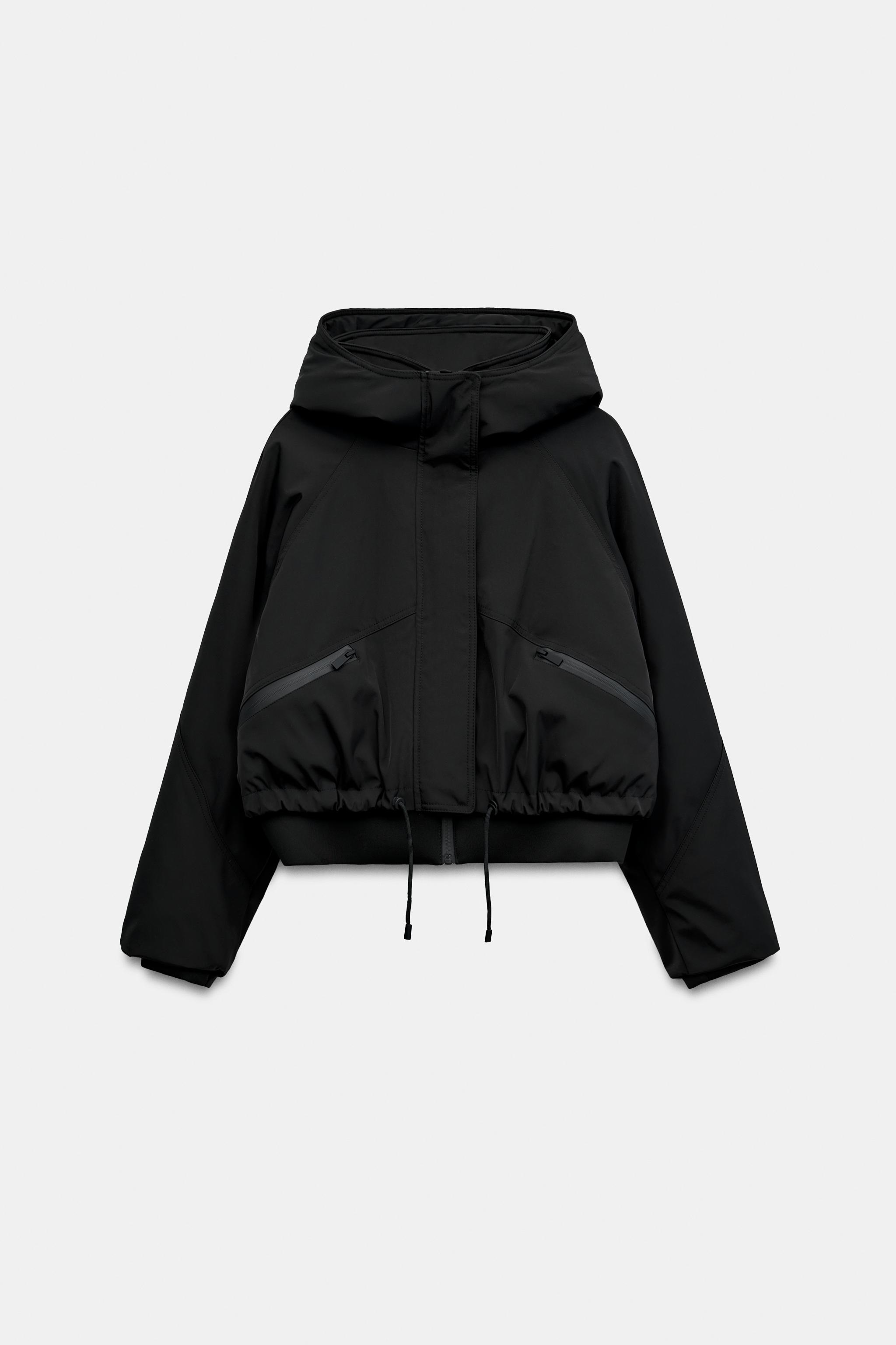 WATER-REPELLENT WINDPROOF SHORT TECHNICAL ANORAK - Black | ZARA