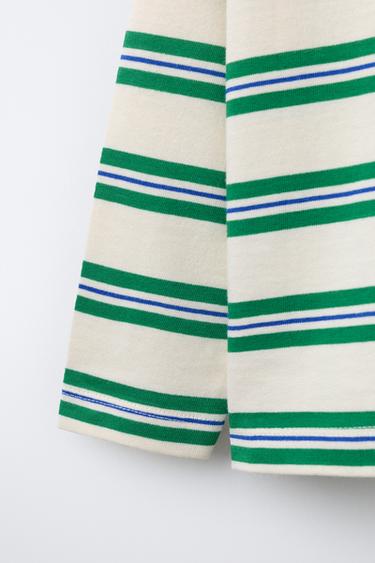 T-SHIRT RAYURES BRODÉES - Blanc / Vert de Zara - Image 3