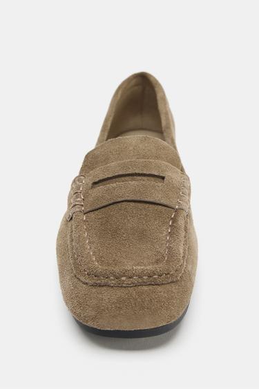 SPLIT SUEDE LOAFERS - Taupe Grey by Zara - Image 3