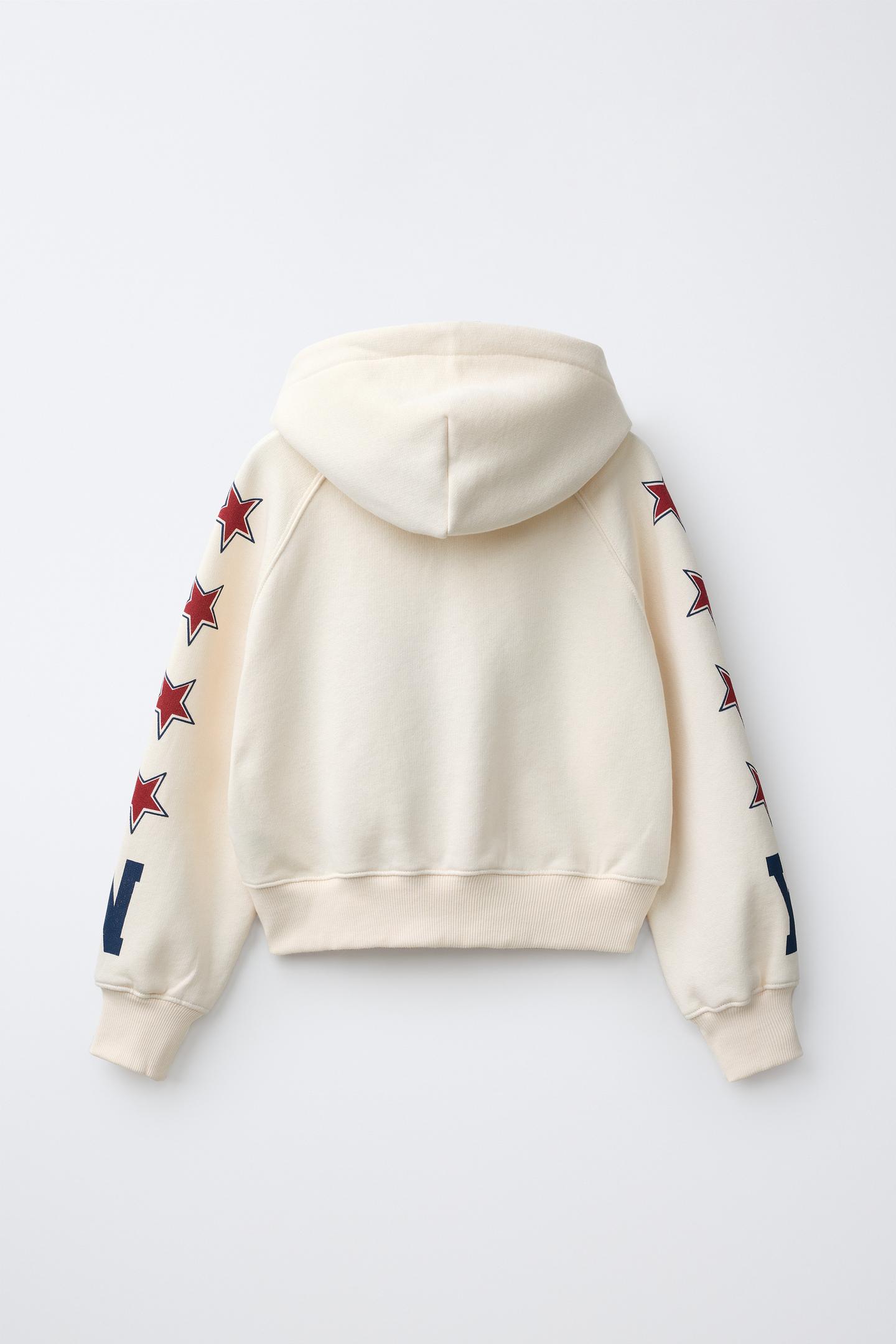 Детское худи Zara Text Print, цвет: Экрю — фото 3