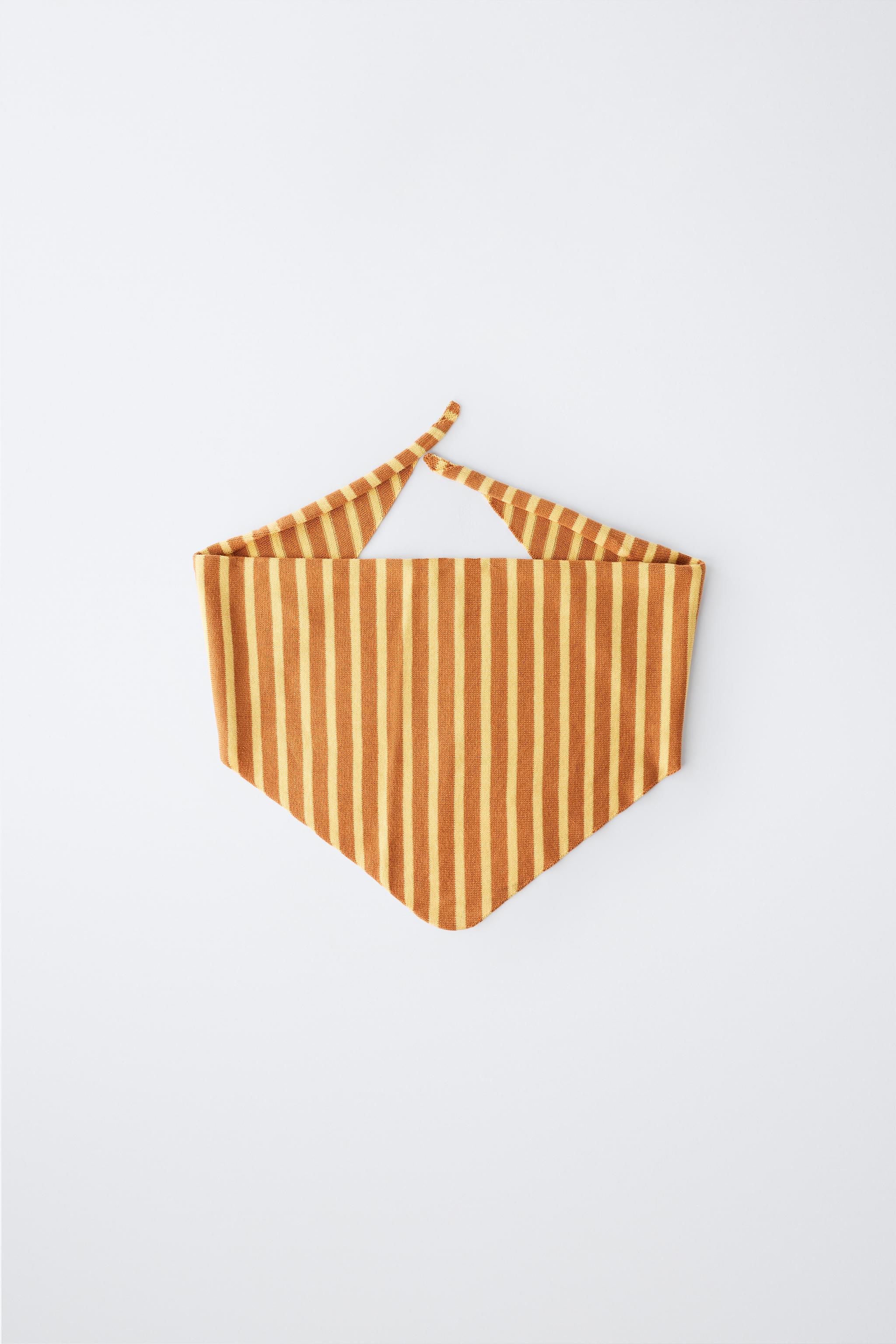 TRIANGULAR KNIT BANDANA — Mustard