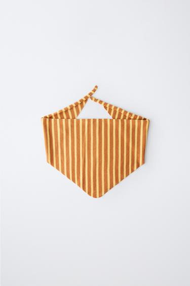 Zara STRIPED KNIT TRIANGLE BANDANA - Mustard