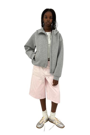 Zara 潛水布連帽外套 - 斑紋灰色