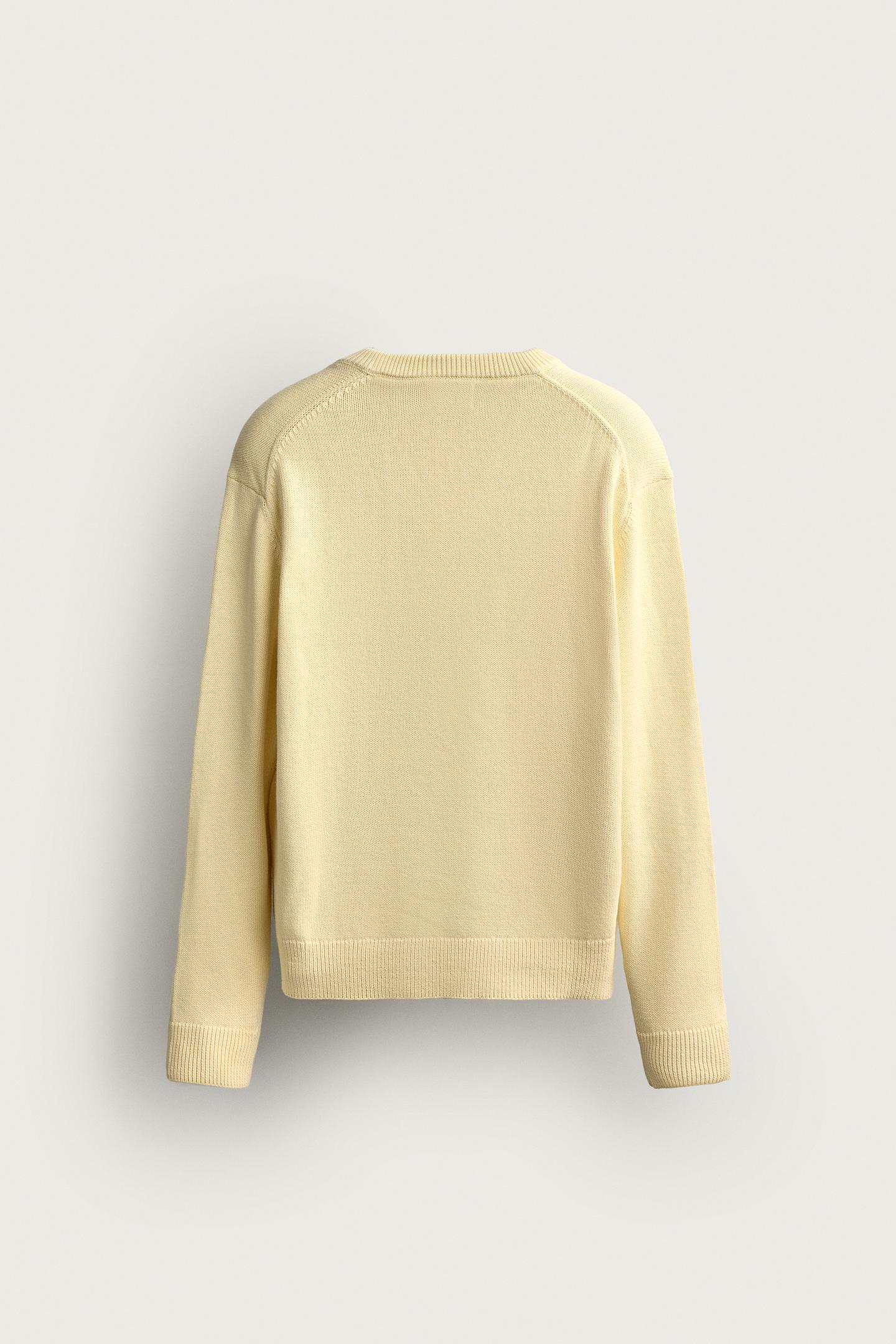 Мужской свитер Zara Relaxed Fit V-NECK Jumper, цвет: Жёлтый — фото 8