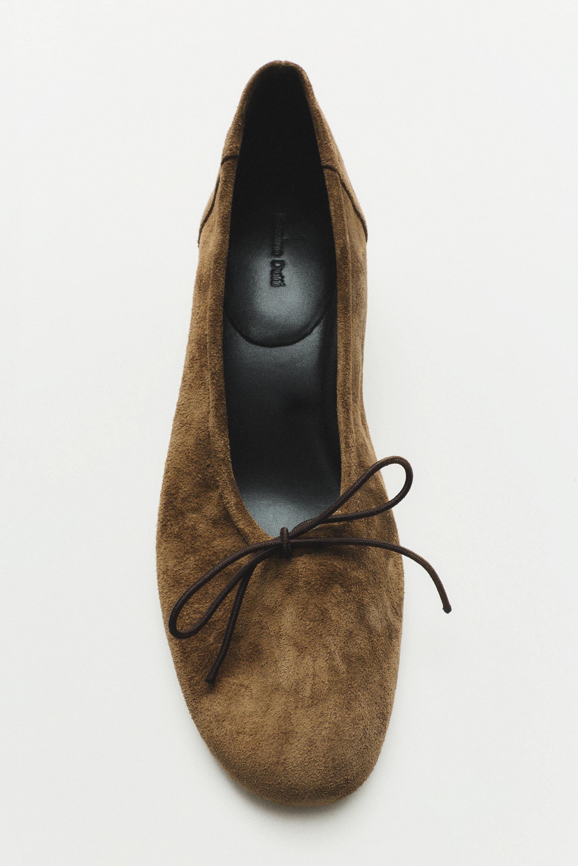 High-heel ballerinas — taupe brown