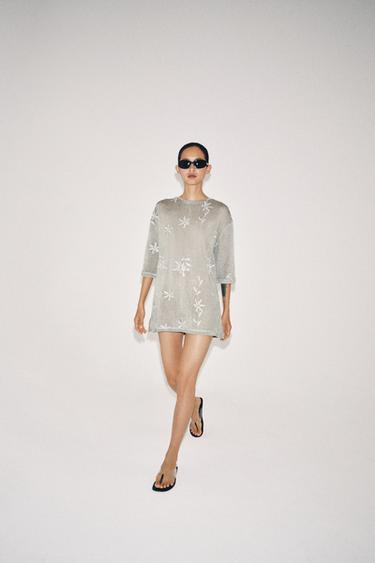 OVERSIZE METALLIC THREAD KNIT TOP - Silver by Zara - Image 4
