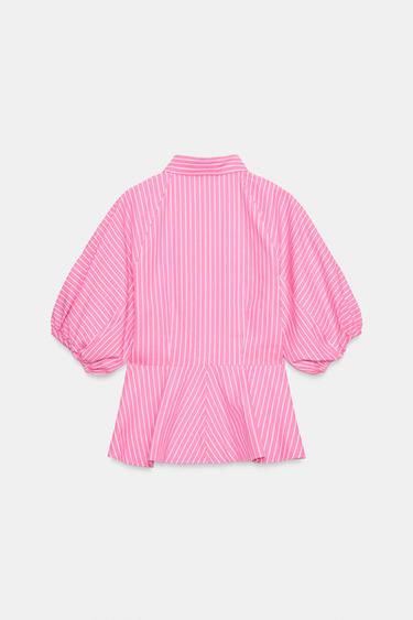 CHEMISE EN POPELINE À RAYURES - Rose de Zara - Image 6