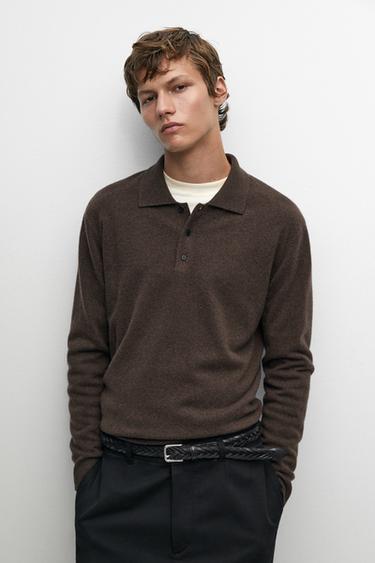 Wool blend polo sweater — Chocolate 2