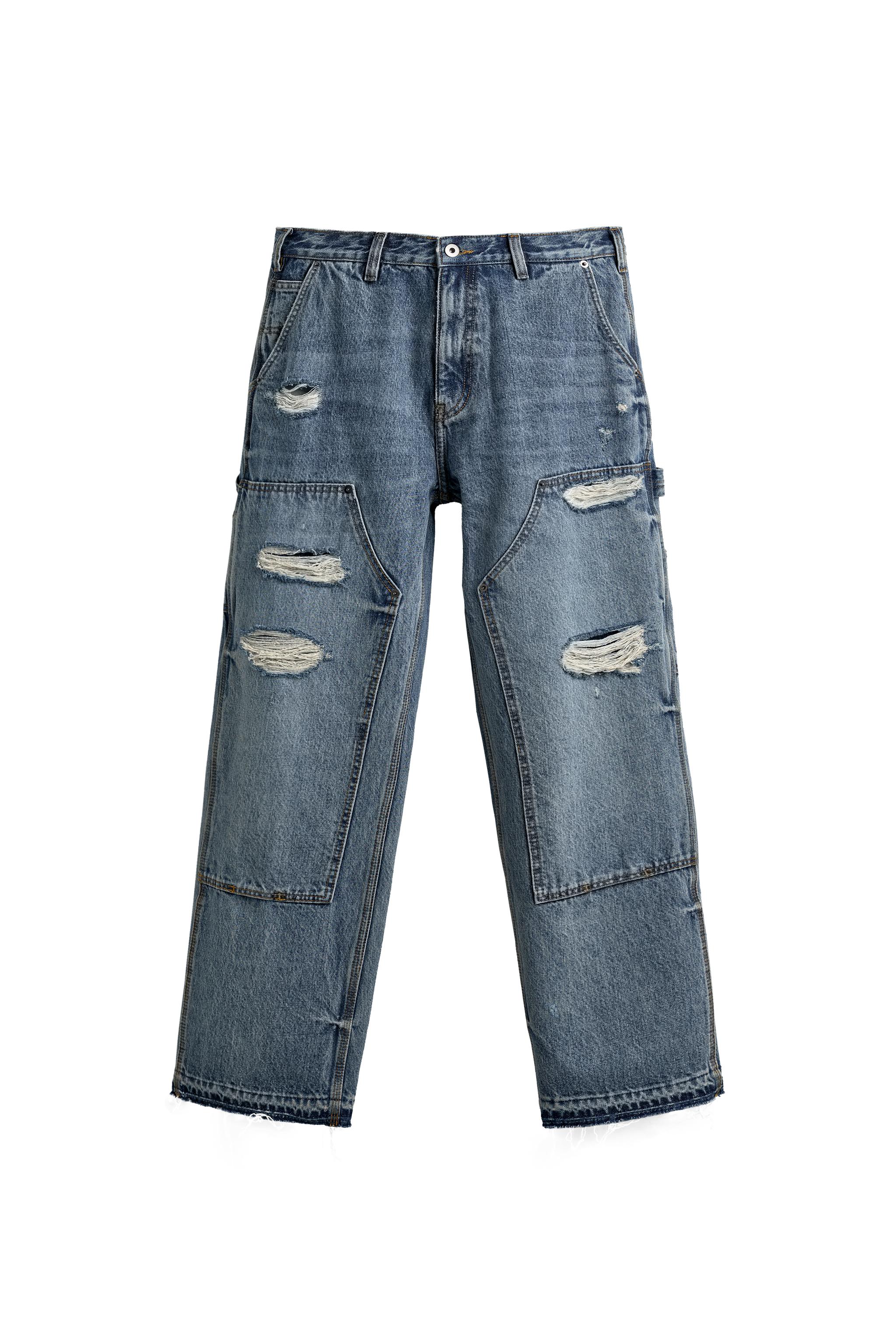 RELAXED FIT CARPENTER POCKET JEANS - Blue | ZARA Canada
