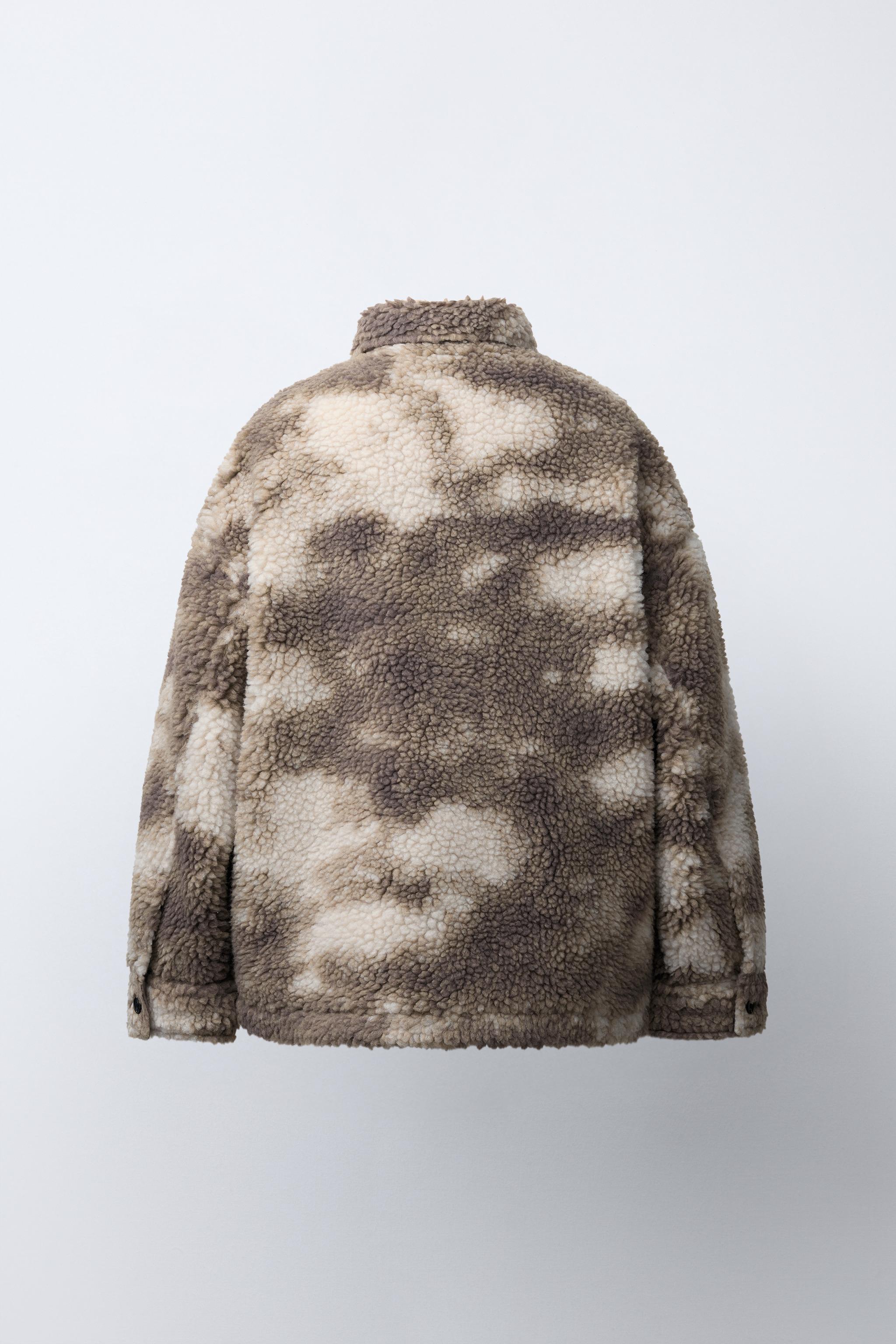 TIE-DYE FAUX SHEARLING PATCH OVERSHIRT
