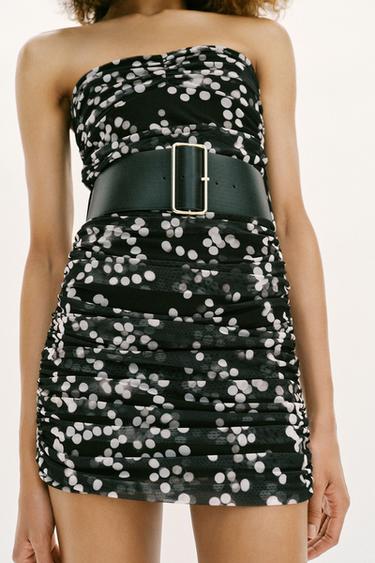 DOTS DRESS WITH BELT - Black / White by Zara - Image 4